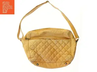 Beige læder pusletaske med lynlåse (str. 50x36 cm)