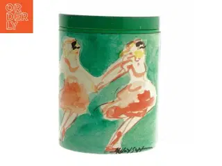 Dekorativ dåse med kunstnerisk motiv fra Irma (str. Ø. 11 cm. længde, 15 cm)