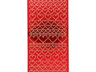 Stickers, hjerter, ark 10x23 cm, transparent rød, 1 ark