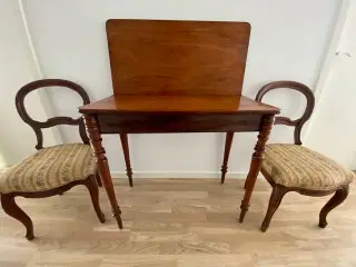 Antikt mahogni Spillebord med stole