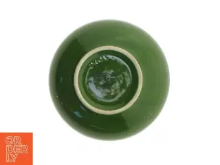 Grøn keramisk skål med frugt- og blomsterdesign (str. Ø 16 cm)