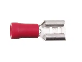 Kabelsko rød 6,3mm / 100 stk (flad hun )