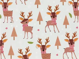 Isblåt Gavepapir med Rensdyr - 50 cm x 5 m