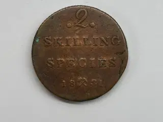 2 Skilling Species 1831 Norge - Dårlig stand