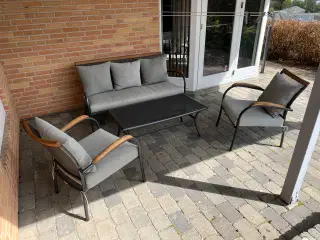 Have-loungesæt med 2 stole, sofa og bord