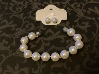 Perle øreringe + armbånd