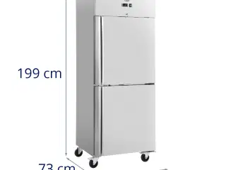 Dobbelt køleskab – 373 l – rustfrit stål – 4 hjul