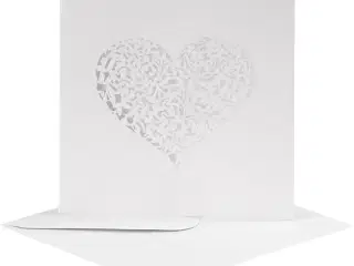 Luksus kort og kuvert, kort str. 13,5x13,5 cm, kuvert str. 14,5x14,5 cm, 240+110 g, hvid, 5sæt/ 1 pk.