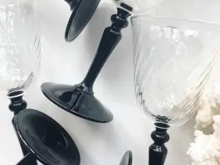 Luminarc, hvidvin på sort fod m swirl, 9 stk samlet
