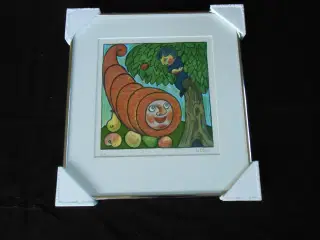 Litografi, Henry Herrup, motiv: Æbleskud, b: 42,5