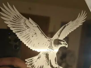 Håndlavet lasergraveret Ørn på hexagon-spejl