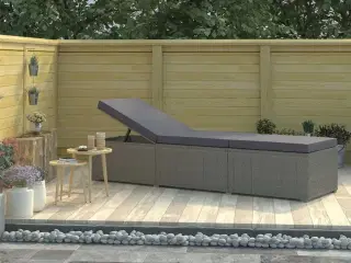 Liggestol med hynde polyrattan grå