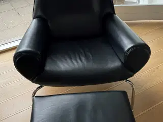 "Ox chair" med skammel (replika) købt i england