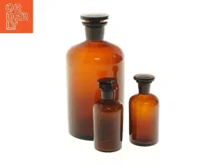 Brune glasflasker med prop (str. 11 og 21 x cm)