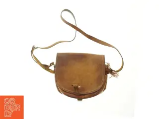 Brun læder skuldertaske (str. 22x27 cm)