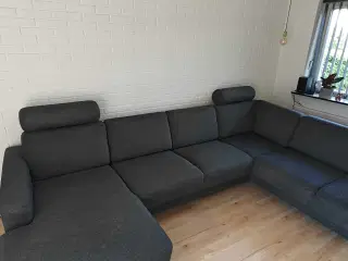 STOR antracit/mørkegrå hjørnesofa med chaiselong
