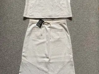 Nederdel og top, hør / bomuld, str. 40/42 - NY