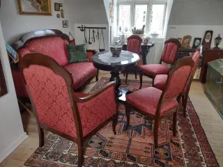 Flot antik sofa, bord, stole sæt