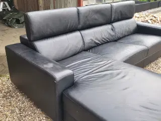 Chaiselong læder hjørnesofa 