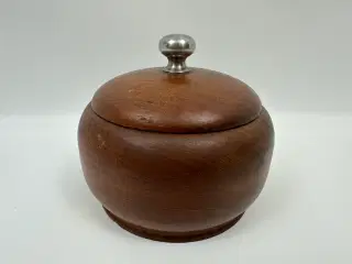 Retro lågkrukke træ m. knop i stål