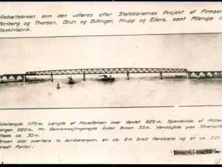 Lillebæltsbroen som den udføres efter Statsbanernes Projekt - Fotokort u/n - Ubrugt
