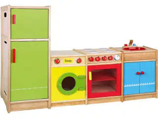 VIGA Legekøkken i Træ, H: 54-92 cm, D: 36 cm, B: 160 cm, 4dele/ 1 sæt