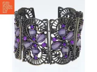 Armbånd med lilla sten (str. Ø 7 cm)