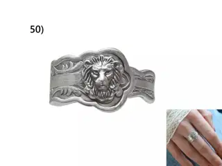 * Sterlingsølv; Lækker fingerring med løve hoved