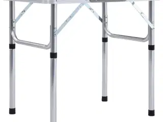 Foldbart campingbord 60x45 cm aluminium hvid