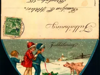 Julhälsning - Kartonkuvert med indsat kort - Brugt