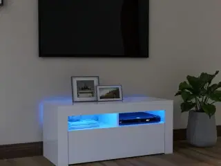 Tv-skab med LED-lys 90x35x40 cm hvid