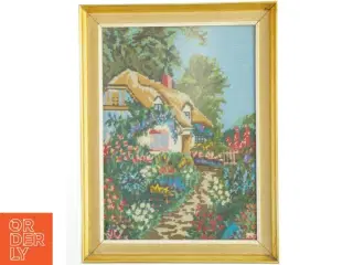 Broderi i træramme (str. 56x43 cm)