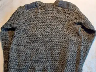 Strik bluse, jægergrøn/grå, str. 134, mrk. Name It