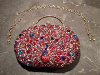 Taske med påfugl I rhinsten