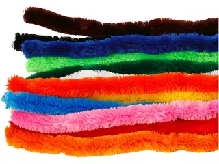 Chenille, ekstra tykke, L: 45 cm, tykkelse 25 mm, ass. farver, 60ass./ 1 pk.