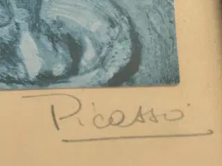 Lille litografi med blyant signatur ( Picasso ) 
