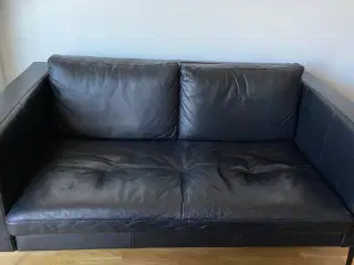 2 personers sofa i ægte læder