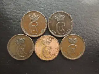 Danmark 1 ører 1891-1904 Chr. IX 5 stk