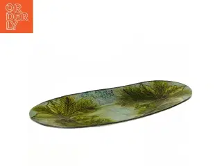 Oval glasfad med bladmotiv (str. 44x18 cm)