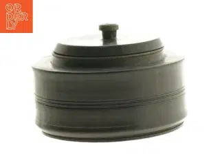 Gl. træ æske med låg (str. Ø. 11 cm. h 6 cm)