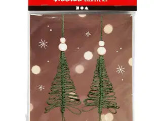 Mini DIY Kit, macramé juletræ, H: 11 cm, 1 pk.