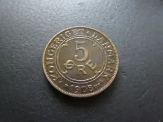 5 øre 1908 kv. 1+