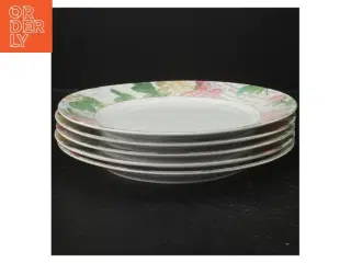 5 Porcelænstallerkener med blomstermotiv (str. 5 styk. ø. 23 cm)