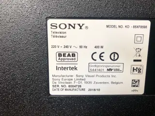 Flot Defekt skærm 85" Sony TV KD-85XF8596 FRA 2019