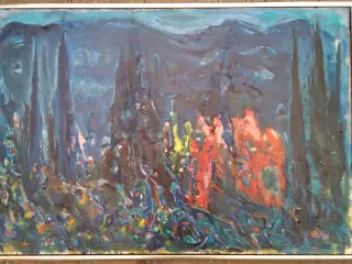 Willy Vilson abstrakt maleri på plade