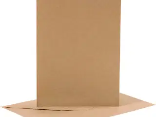 Kort og kuverter, kort str. 10,5x15 cm, kuvert str. 11,5x16,5 cm, 110+230 g, natur, 6sæt/ 1 pk.
