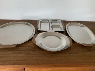 RETRO stålfade, ravfarvet porcelæn mm