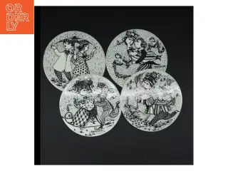 Dekorative platter med illustrationer, Bjørn Wiinblad fra Nymølle (str. 4 styk. ø. 15 cm)