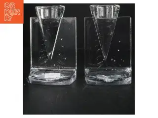 Lysestager i klart glas (str. 19 cm)