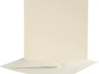 Brevkort, kort str. 12,5x12,5 cm, kuvert str. 13,5x13,5 cm, råhvid, 10sæt/ 1 pk.